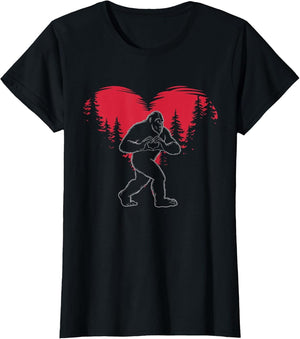 Funny Bigfoot in Love Heart Happy Valentine's Day
