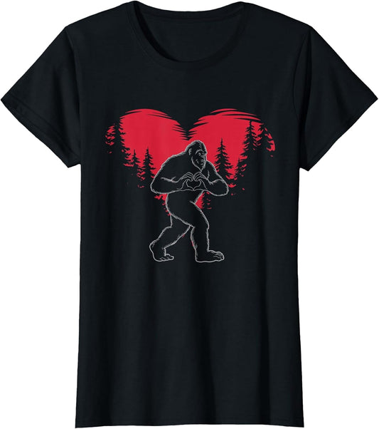 Funny Bigfoot in Love Heart Happy Valentine's Day