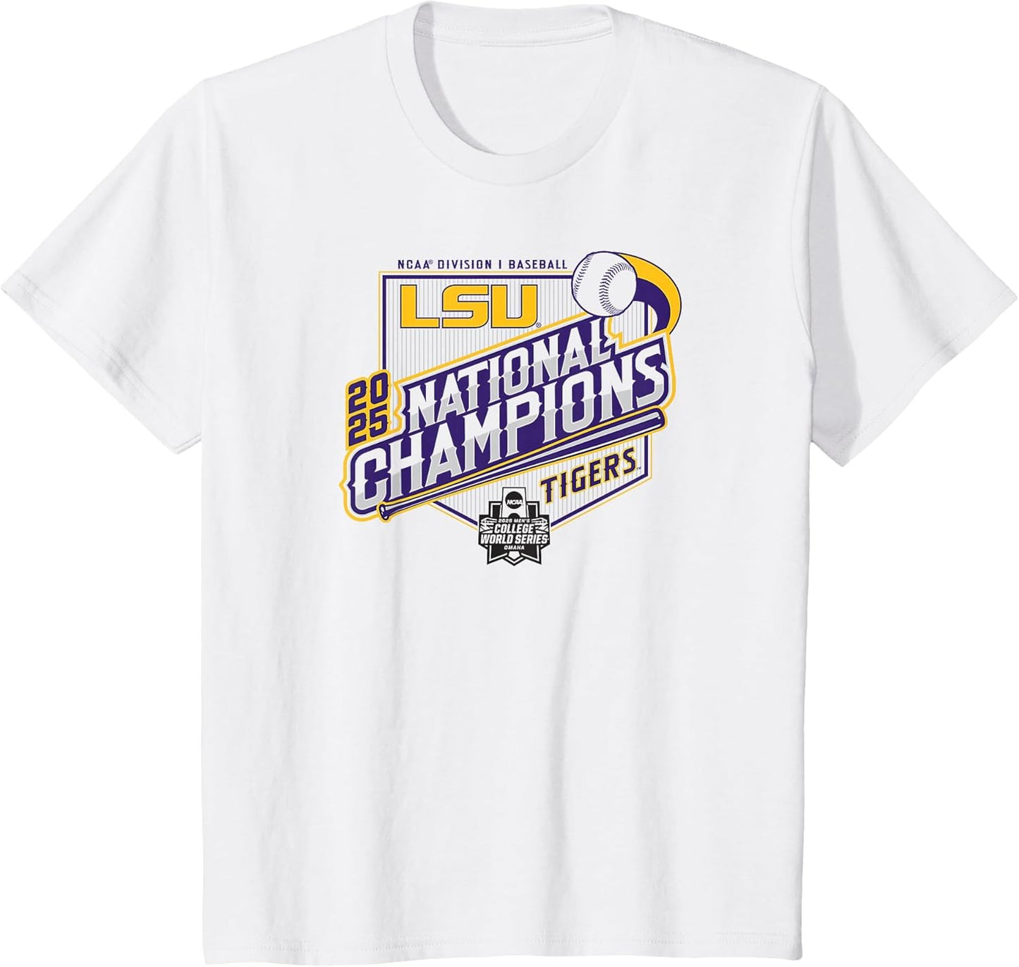LSU Tigers Baseball National Champs 2025 MCWS Base White