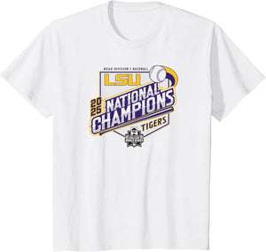 LSU Tigers Baseball National Champs 2025 MCWS Base White