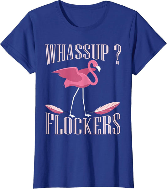 Funny Pink Flamingo Bird Lover Cute Birder Whassup Flockers