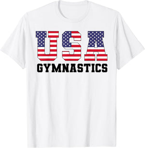 Gymnast Gymnastics USA American Flag 4th of July Girls Boys