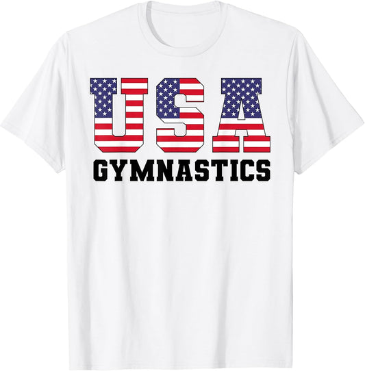 Gymnast Gymnastics USA American Flag 4th of July Girls Boys