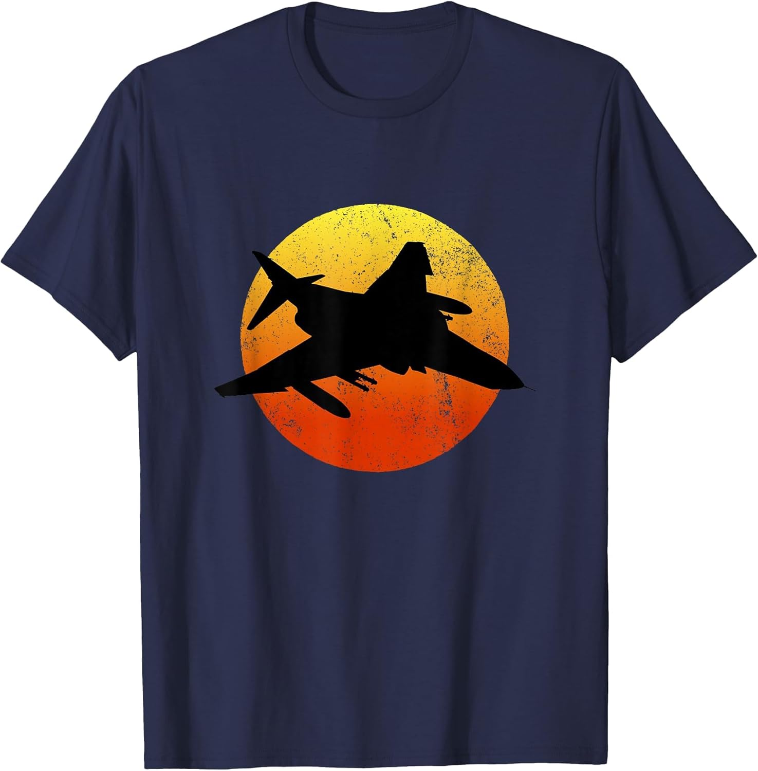 F-4 Phantom Silhouette Retro Sunset Military Jet Flying F4