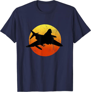 F-4 Phantom Silhouette Retro Sunset Military Jet Flying F4
