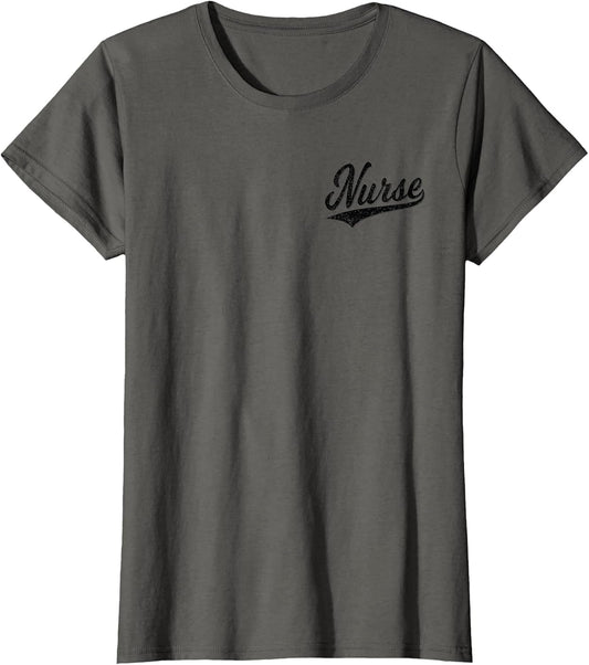 Nurse RN Varsity Script Classic Sports Jersey Style , Women, Asphalt Grey, X-Small