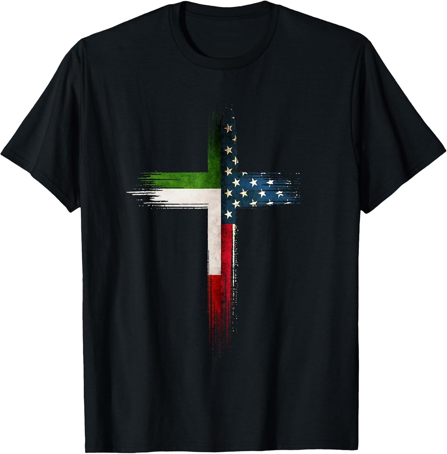 Christian Cross Italian American US Flag