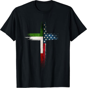 Christian Cross Italian American US Flag