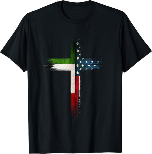Christian Cross Italian American US Flag