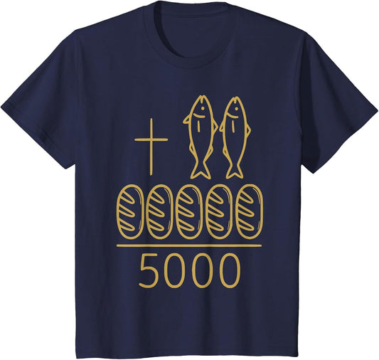 2 Fishes 5 Breads Jesus Cross 5000 Miracle Christian