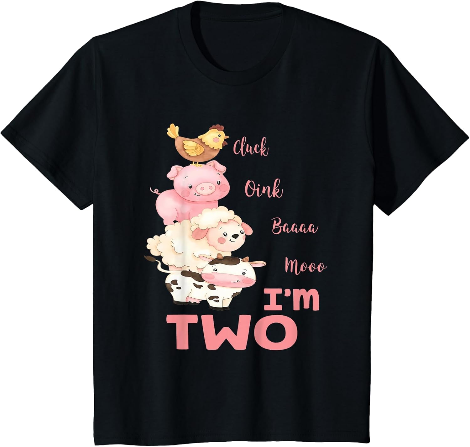 Kids Oink Baa Neigh Cluck Moo I'm Two 2 Farmer 2nd Birthday Farm