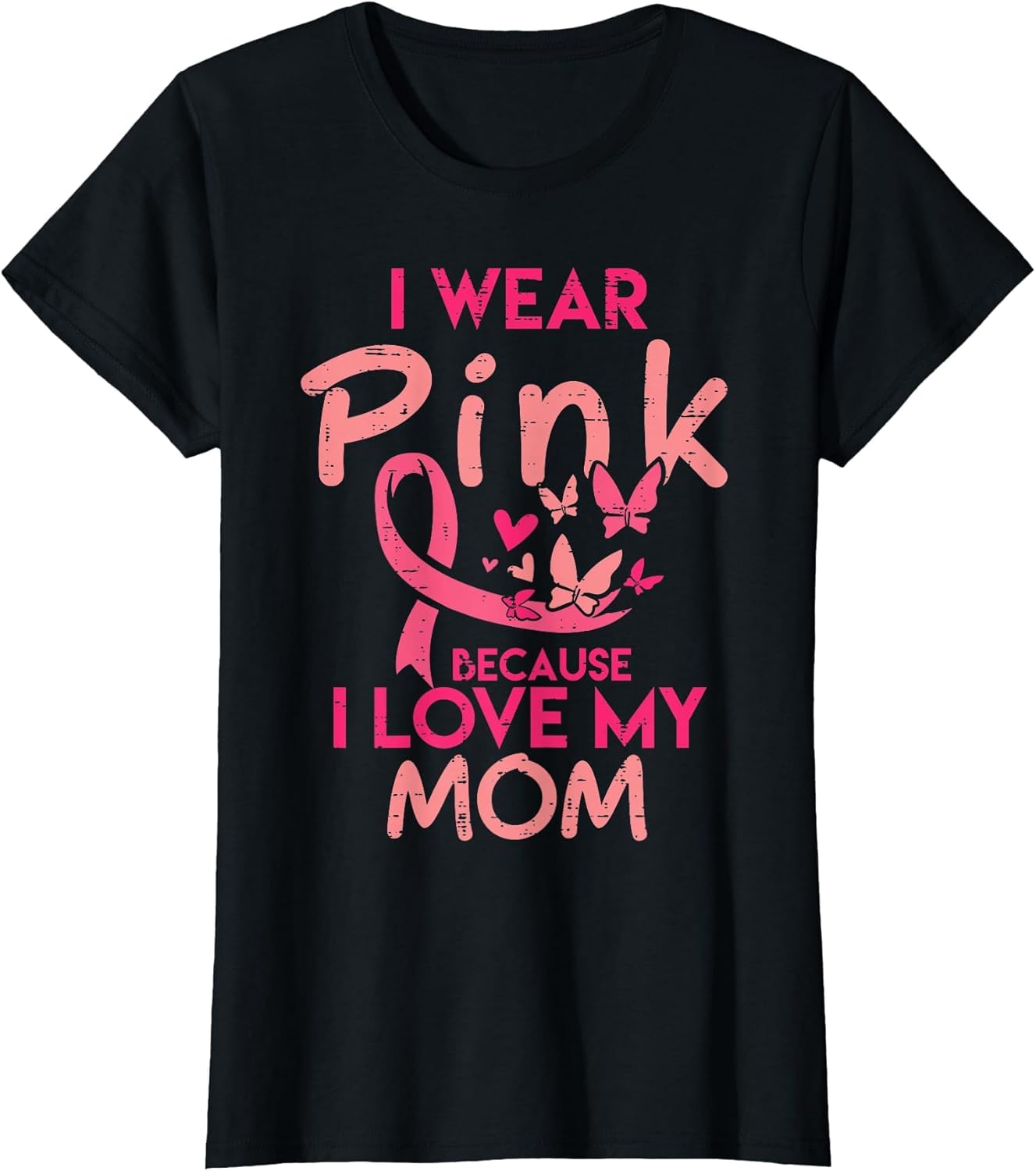 I Wear Pink I Love My Mom Kids Breast Cancer Awareness Boys