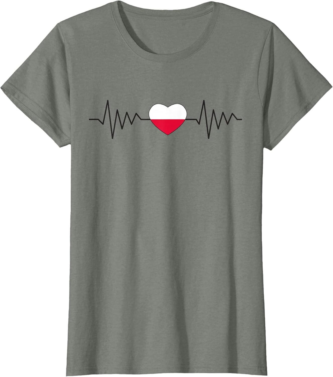 Poland Polska Polish Heartbeat Flag Heart Pride White Red