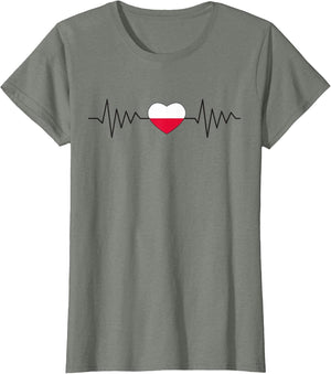 Poland Polska Polish Heartbeat Flag Heart Pride White Red