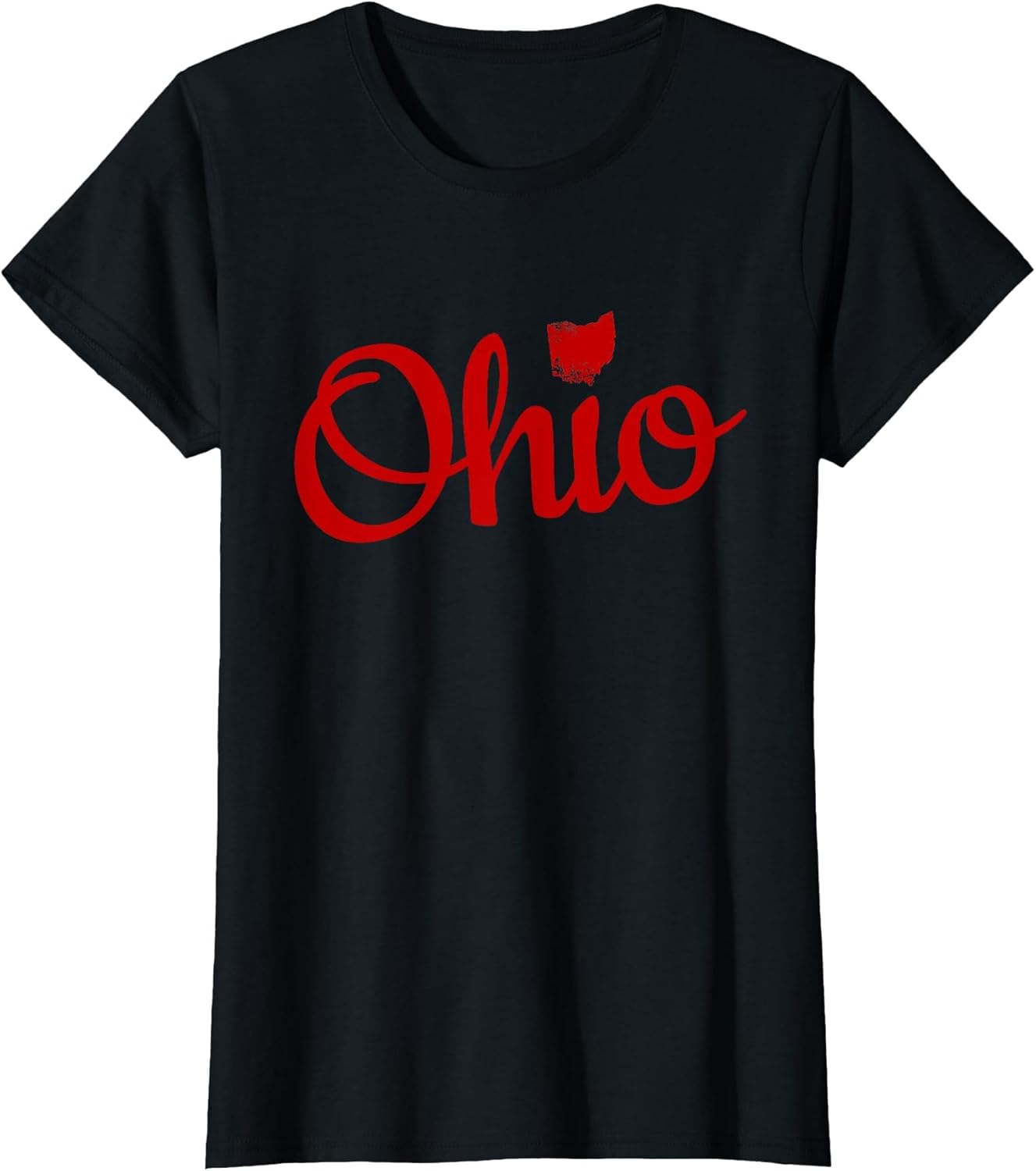 Ohio Shirt OH Red Script Love Home Pride Map Distressed