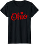 Ohio Shirt OH Red Script Love Home Pride Map Distressed