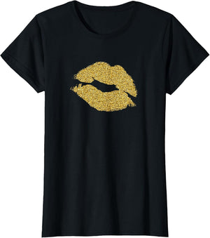 Hot Gold Lips Lipstick Kiss 80's Costume Retro Party T Shirt