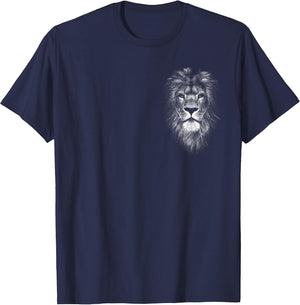 Cool Lion with Green Eyes on Chest