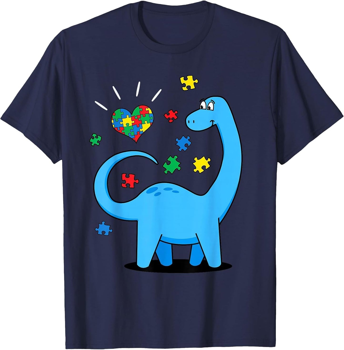 Cute Dinosaur Puzzle Heart Boys Autism Awareness Month