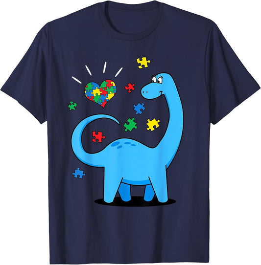 Cute Dinosaur Puzzle Heart Boys Autism Awareness Month
