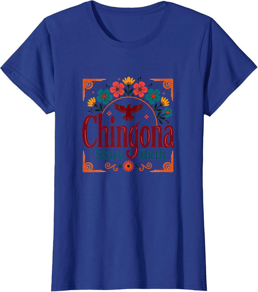 Chingona Since Birth Mexican Folk Art Eagle Floral Top