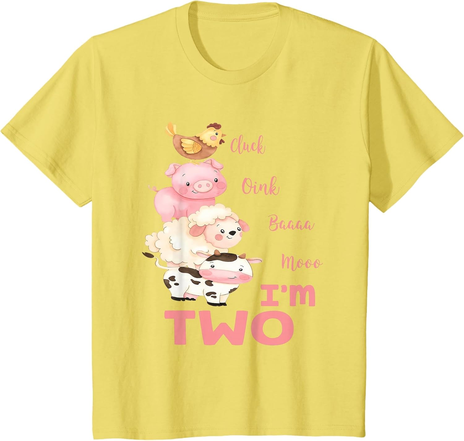 Kids Oink Baa Neigh Cluck Moo I'm Two 2 Farmer 2nd Birthday Farm