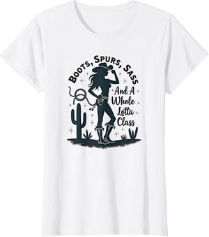 Cowgirl Boots Spurs Sass Class Western Graphic
