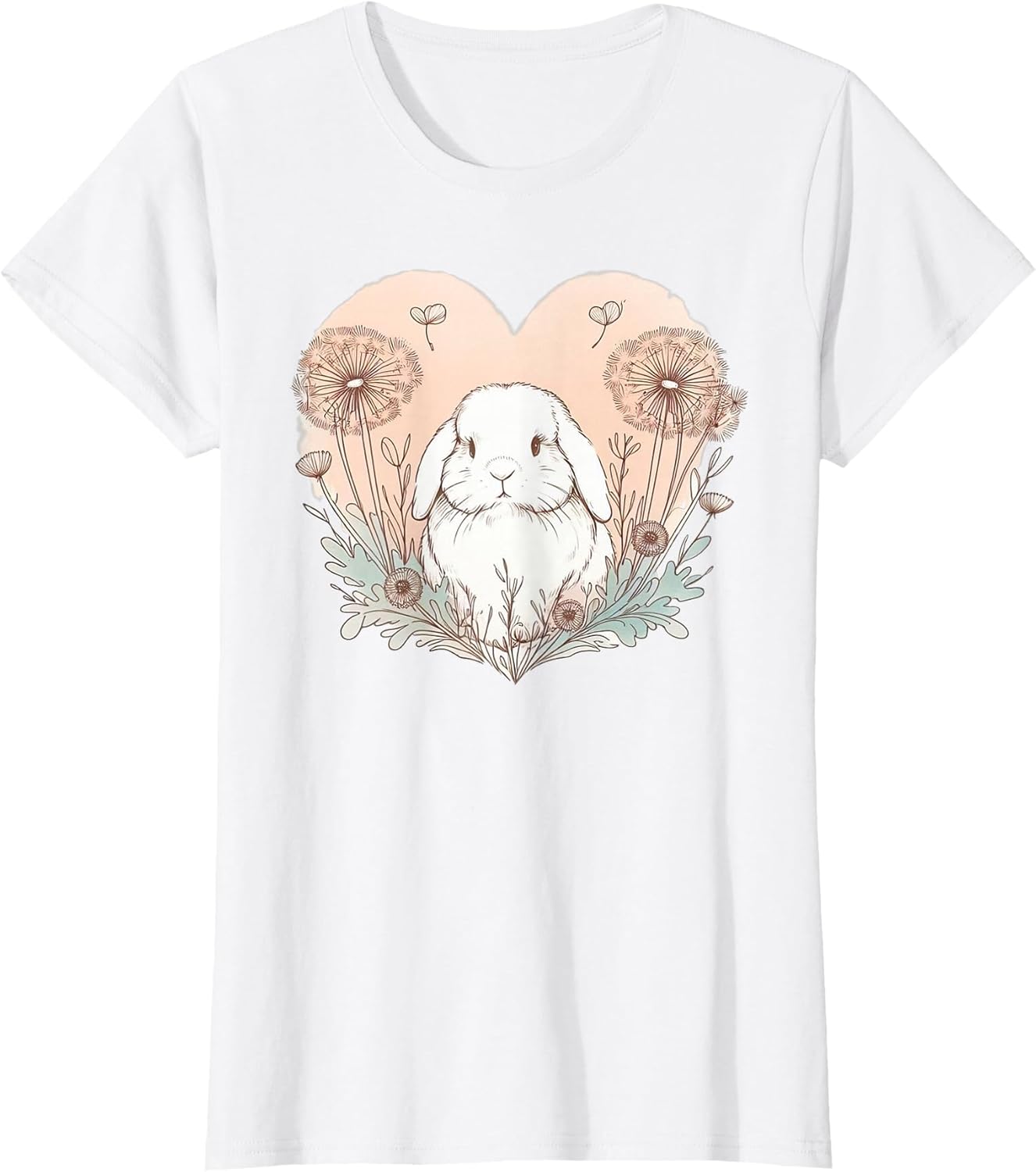 Cute Holland Lop Rabbit Dandelion Floral Watercolor Bunny
