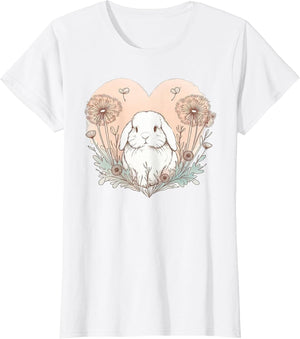 Cute Holland Lop Rabbit Dandelion Floral Watercolor Bunny