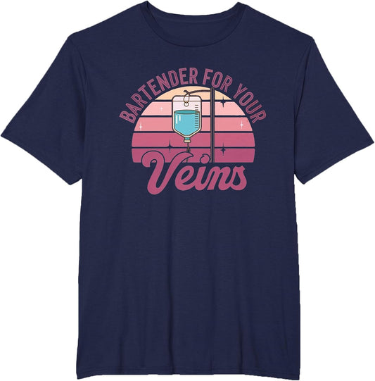 Bartender for Your Veins Intravenous Infusion Nurse IV Nurse , Men's Big and Tall, Navy Blue, 4X Tall