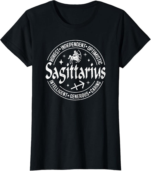 Sagittarius Virtues Vintage Style Zodiac Design, Sagittarius