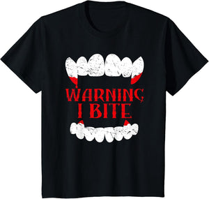Halloween Vampire Design Warning I Bite Scary Vampire Funny