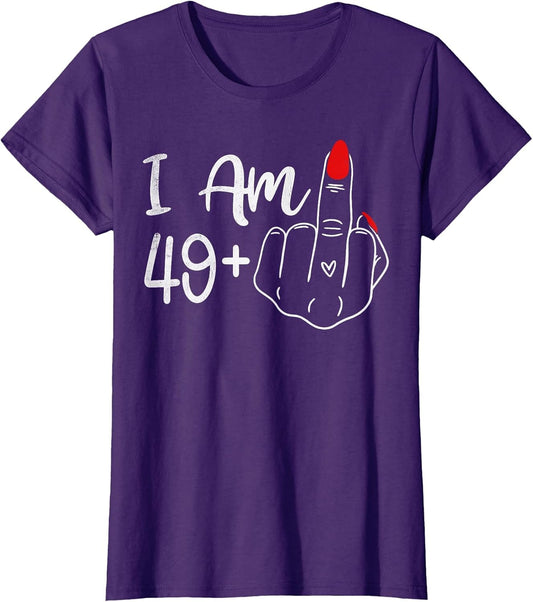 I Am 49 Plus 1 Middle Finger Funny 50th Birthday Women