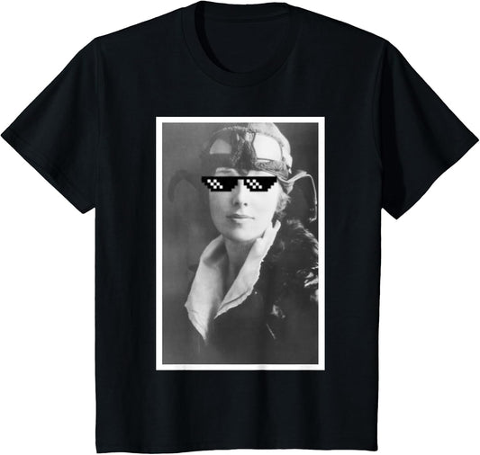 Funny Amelia Earhart Internet Meme Sunglasses T Shirt