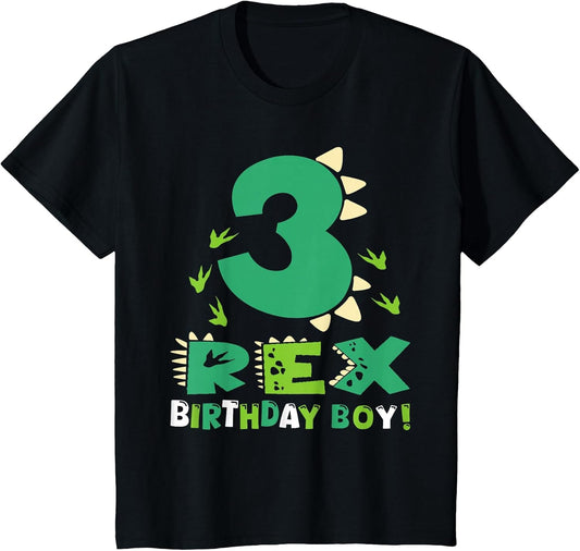 Kids Three Rex 3rd Birthday Third Dinosaur 3 Year Old Bday Boy