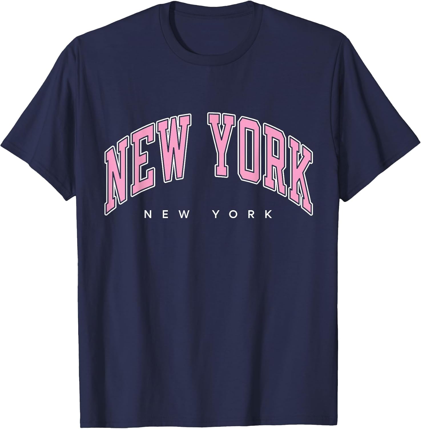 New York New York NY Varsity Style Pink Text