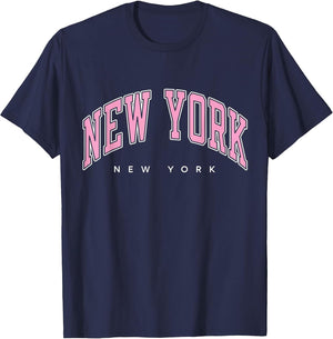 New York New York NY Varsity Style Pink Text