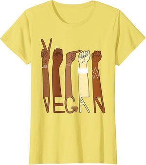 Vegan Shirt with ASL Hands Sign Language Inclusive Ethical