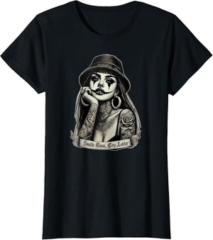 Smile Now CRY Later Chicana Payasa Tattoo Chicano Art Latina