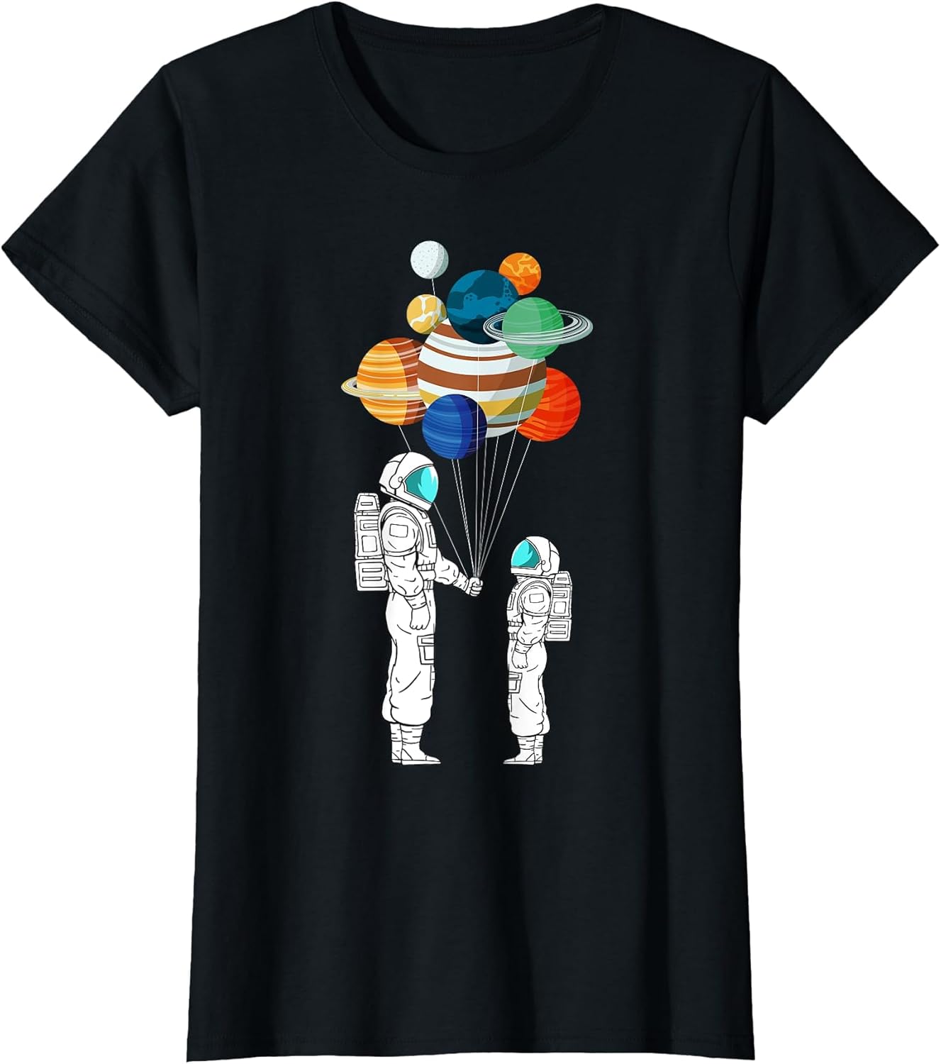 Astronaut Balloon Planets Space Moon Galaxy Stars Spaceship