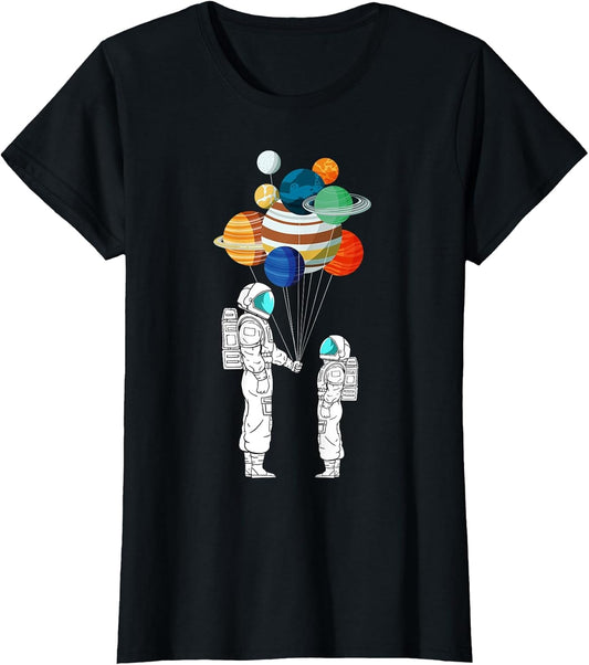 Astronaut Balloon Planets Space Moon Galaxy Stars Spaceship