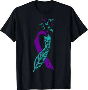 Feather Suicide Prevention Awareness You Matter Purple Teal