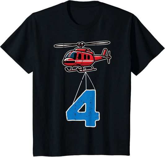 Kids 4th Birthday Helicopter 4 Four Year Old Bday Party Boys Kids