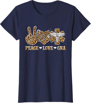 Peace Love CNA Nurse Life Leopard Print Stethoscope Heart