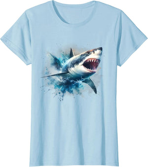 Cool Watercolor Great White Shark Open Jaw