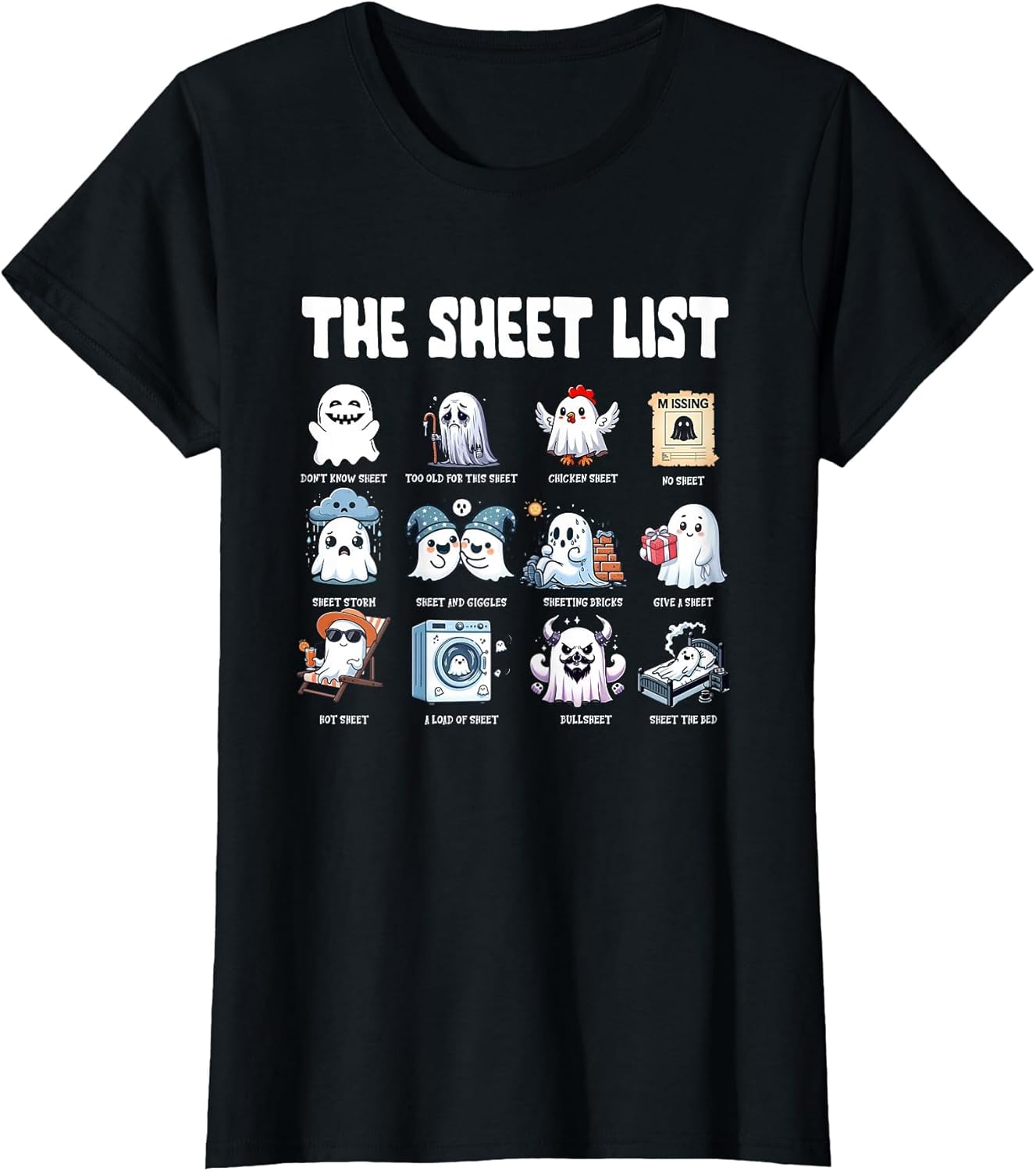 The Sheet List Funny Ghost Puns Halloween Costume Bullsheet