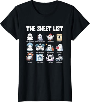 The Sheet List Funny Ghost Puns Halloween Costume Bullsheet