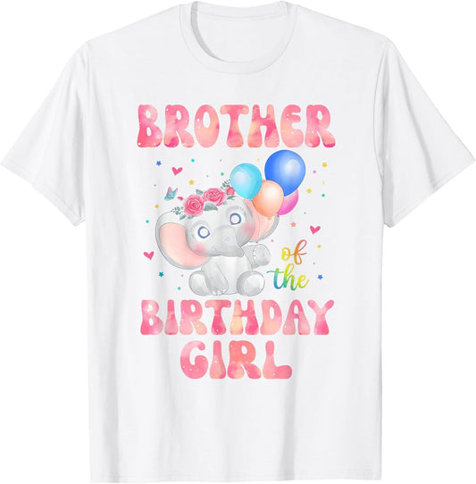 Brother of The Birthday Girl Shirt Elephant Brother 1st