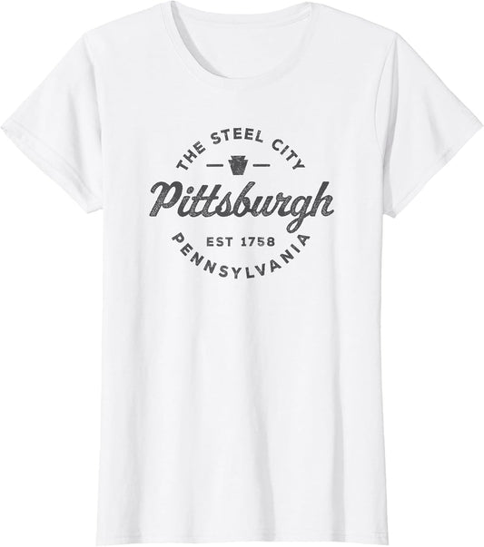 Vintage Pittsburgh Circle Logo Men Retro Throwback Souvenir