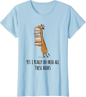 Giraffe Holding A Stack of Books Yes I Really Do Need All